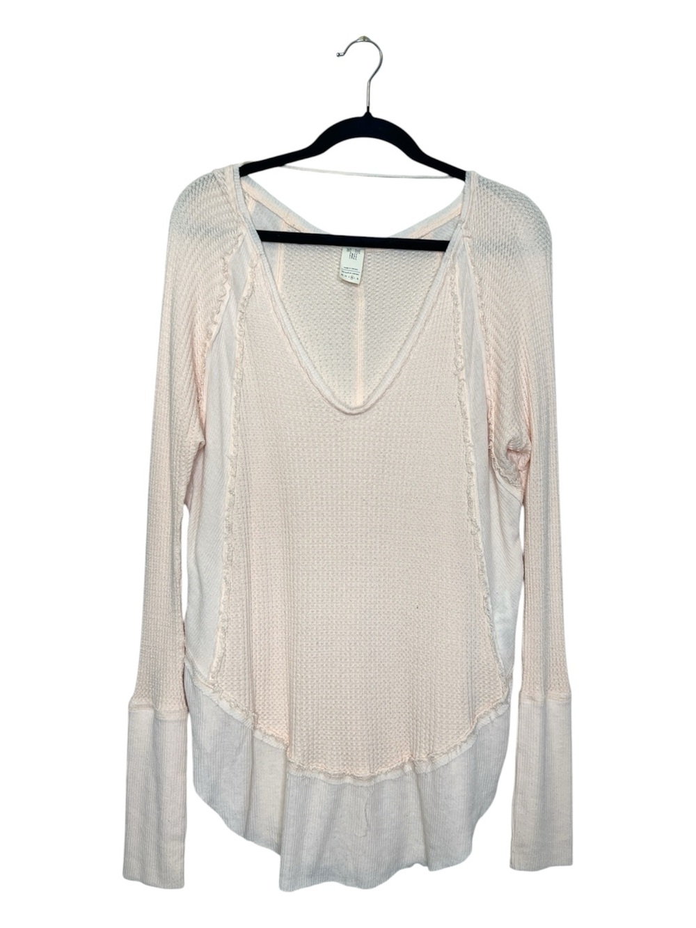 WE THE FREE Catalina V Neck Slouchy Thermal Top in light pink size Medium